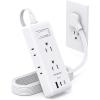 imageFlat Plug Power Strip HANYCONY Ultra Thin Extension Cord 6 Outlets 3 USB Ports2 USB C 5ft Multiple Outlet Extender with Wall Mount No Surge Protector for Dorm Room Cruise Travel EssentialsWhite