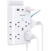 imageMulti Plug Outlet Extender with USB C Ports HANYCONY 3 Sided Power Strip Surge Protector 900J 8 Outlets Splitter 3 USB Wall Charger Wall Adapter Spaced for Home Travel Office Dorm Room ETL ListedWhite