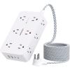 imageExtension Cord 10 Ft HANYCONY Surge Protector with 12 Outlets 4 USB Ports 2USB C Large Desk Power Strip with Long Cord Flat Plug Wall Mount for Office Home College Dorm Room Essentials WhiteWhite