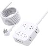 imageExtension Cord 15 Ft Power Strip with 4 USB Ports2 USB C HANYCONY 8 Surge Protector Outlets with Flat Plug Wall Mount Desk for Home Office College Dorm Room Essentials10Ft