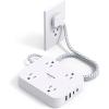 imageFlat Plug Extension Cord HANYCONY 5ft Power Strip with 4 USB Ports2 USB C 4 Widely Outlets Extender Wall Mount Desk Charging Station for Office School Travel Dorm Room Essentials ETL ListedWhitewith Surge