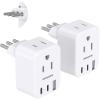 imageType E F Plug Adapter HANYCONY Germany France Travel Plug Adapter with 2 Outlets 3 USB Ports2 USB CSchuko Power Adaptor for US to Europe EU Spain Korea Greece Norway German French 2 PackType L Italy Chile