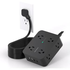 image10 Ft Power Strip Long Cord HANYCONY Extension Cord Surge Protector with Flat Plug 8 Outlets 4 USB Charging Station2 USB C Wall Multiple Plug Outlet Extender for Home Office Desk15Ft