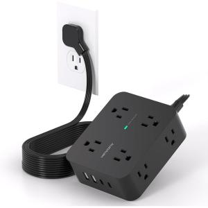 image10 Ft Power Strip Long Cord HANYCONY Extension Cord Surge Protector with Flat Plug 8 Outlets 4 USB Charging Station2 USB C Wall Multiple Plug Outlet Extender for Home Office Desk10Ft