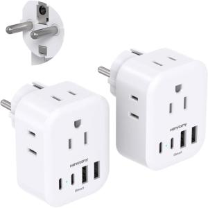 image2 Pack US to India Plug Adapter HANYCONY Type D Travel Plug Adapter with 4 Outlets 4 USB Charger 2 USB C Ports India Power Adapter for USA to India Bangladesh Maldives Pakistan Nepal SudanType EF  Germany France