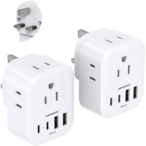 image2 Pack US to India Plug Adapter HANYCONY Type D Travel Plug Adapter with 4 Outlets 4 USB Charger 2 USB C Ports India Power Adapter for USA to India Bangladesh Maldives Pakistan Nepal SudanType G  UK Ireland