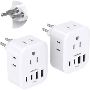 image2 Pack US to India Plug Adapter HANYCONY Type D Travel Plug Adapter with 4 Outlets 4 USB Charger 2 USB C Ports India Power Adapter for USA to India Bangladesh Maldives Pakistan Nepal SudanType J  Switzerland