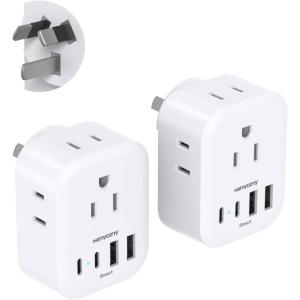 image2 Pack US to India Plug Adapter HANYCONY Type D Travel Plug Adapter with 4 Outlets 4 USB Charger 2 USB C Ports India Power Adapter for USA to India Bangladesh Maldives Pakistan Nepal SudanType I  Australia China