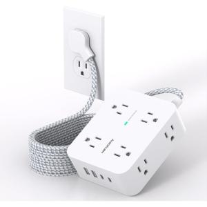 imageExtension Cord 15 Ft Power Strip with 4 USB Ports2 USB C HANYCONY 8 Surge Protector Outlets with Flat Plug Wall Mount Desk for Home Office College Dorm Room Essentials25Ft