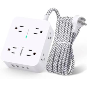 imageExtension Cord 6 Ft HANYCONY Surge Protector Power Strip Long Cord 8 Outlets 4 USB Ports2 USB C Wall Mount 1080J Surge Protection Desk Charging Station for for Home Office Dorm Room EssentialsWhite