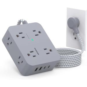 imageExtension Cord 6 Ft HANYCONY Surge Protector Power Strip Long Cord 8 Outlets 4 USB Ports2 USB C Wall Mount 1080J Surge Protection Desk Charging Station for for Home Office Dorm Room EssentialsGray
