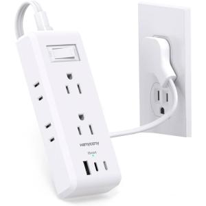 imageFlat Plug Power Strip HANYCONY Ultra Thin Extension Cord 6 Outlets 3 USB Ports2 USB C 5ft Multiple Outlet Extender with Wall Mount No Surge Protector for Dorm Room Cruise Travel EssentialsWhite