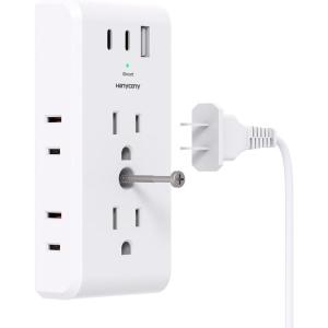 imageMulti Plug Outlet Extender HANYCONY 6 Electrical Outlet Splitter 3 USB Ports2 USB C Power Strip Multiple Wall Outlet Adapter Expander for Home Office Travel College Dorm Room Essentials White