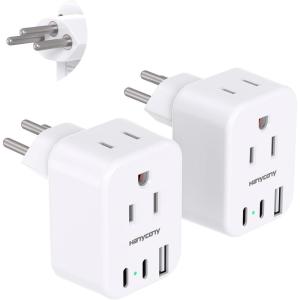 imageType E F Plug Adapter HANYCONY Germany France Travel Plug Adapter with 2 Outlets 3 USB Ports2 USB CSchuko Power Adaptor for US to Europe EU Spain Korea Greece Norway German French 2 PackType J  Switzerland