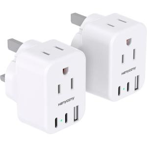 imageType E F Plug Adapter HANYCONY Germany France Travel Plug Adapter with 2 Outlets 3 USB Ports2 USB CSchuko Power Adaptor for US to Europe EU Spain Korea Greece Norway German French 2 PackType G  UK Ireland