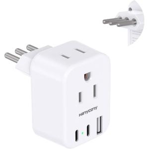 imageUS to Japan Plug Adapter HANYCONY Japan Power Travel Adpter with 2 Outlets 3 USB Ports2 USB C Type A Plug Adapter for Amercian USA to Japanese China Canada Mexico Philippines PeruType L  Italy Chile