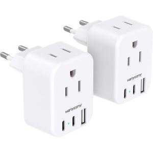 imageUS to Japan Plug Adapter HANYCONY Japan Power Travel Adpter with 2 Outlets 3 USB Ports2 USB C Type A Plug Adapter for Amercian USA to Japanese China Canada Mexico Philippines PeruType C  Most of Europe2 Pack
