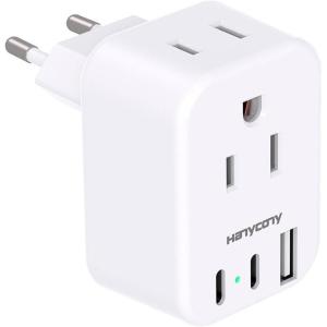 imageUS to Japan Plug Adapter HANYCONY Japan Power Travel Adpter with 2 Outlets 3 USB Ports2 USB C Type A Plug Adapter for Amercian USA to Japanese China Canada Mexico Philippines PeruType C  Most of Europe