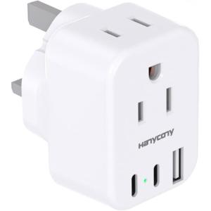 imageUS to Japan Plug Adapter HANYCONY Japan Power Travel Adpter with 2 Outlets 3 USB Ports2 USB C Type A Plug Adapter for Amercian USA to Japanese China Canada Mexico Philippines PeruType G  UK Ireland