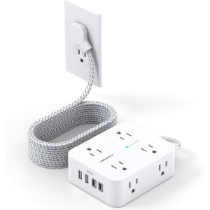 image10Ft Extension Cord with Multiple Outlets Surge Protector Power Strip 10 Ft Cord 8 Outlets 4 USB Ports2 USB C Flat Outlet Extender Desk Charging Station for Home Office College Dorm Essentials